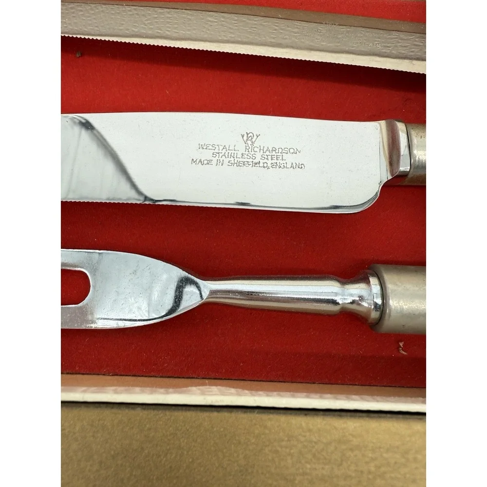 Vtg Regent Sheffield 3 Pc Carving Set Bakelite Handles Stainless Blades England